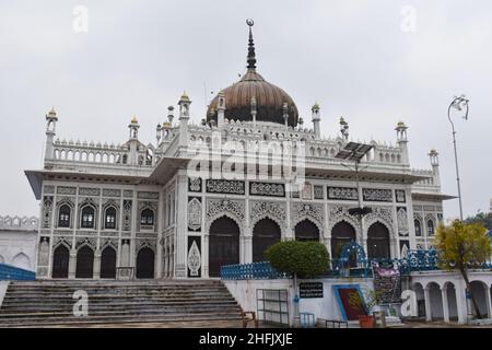 Façade of Chota Imambara initially a congregation hall for Shia Muslims. Built by Muhammad Ali Shah, Lucknow, Uttar Pradesh, India Stock Photo