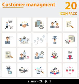 Customer Management icon set. Collection of simple elements such as the consumer behavior, business relation, campaign management, consumer journey Stock Vector