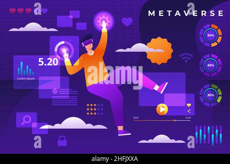 Gradient metaverse background Vector illustration. Stock Vector