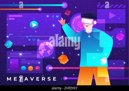 Gradient metaverse background Vector illustration. Stock Vector