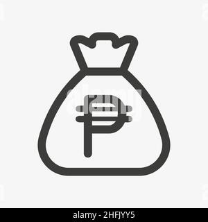 Philippine peso icon. Sack with PHP currency Stock Vector