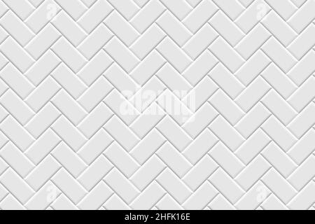 Metro tiles with herringbone pattern vector illustration. 3d subway diagonal seamless texture, modern ceramic bricks on building wall, mosaic apron fo Stock Vector