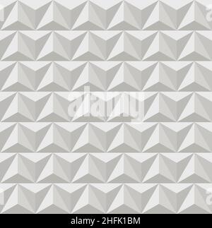 3d triangular pyramids, diamonds seamless pattern vector illustration. Abstract grey origami tiles in ornament, monochrome mosaic texture, creative su Stock Vector