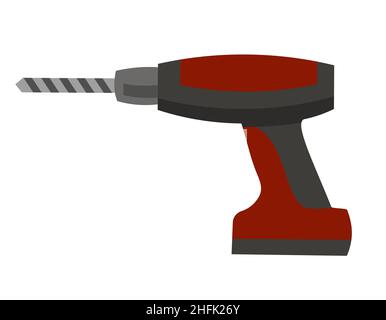 Drill in cartoon style. Classic work tool. Stock Vector
