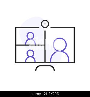 online meeting related line icon Stock Vector