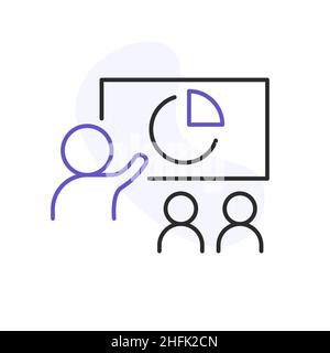 Computer with two people conferencing, online meeting Stock Vector