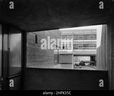 Minories Car Park, 1 Shorter Street, City of London, 29/09/1969. The view looking west from the first floor landing of the City Engineer's Highways Depot, built as part of the contract for Minories Car Park. Stock Photo