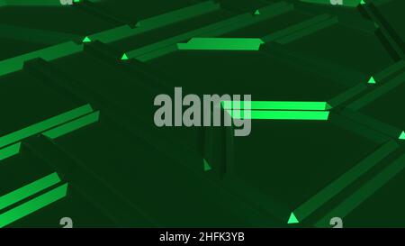 3D - rendering. Geometric metal background in green color. Stock Photo