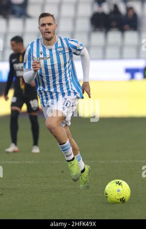 Mattia Finotto (Spal) during the Italian Football Championship League BKT 2021/2022 - Spal vs Benevento - Ferrara, January 16, 2022 at Paolo Mazza sta Stock Photo