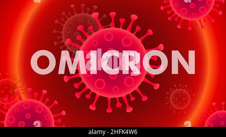 Omicron variant banner for awareness or alert against epidemic disease spread, symptoms or precautions. Covid-19 Corona virus design with infected Stock Vector