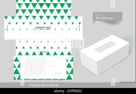 Abstract triangles pattern tissue box, template for business purpose. Place your text and logo and ready to go for print Stock Vector