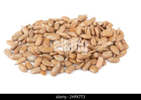 Peeled sunflower seeds isolated on white background Stock Photo