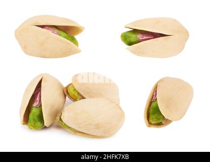 Pistachios isolated on white a background Stock Photo