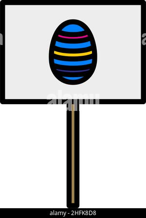 Easter Pointer With Egg Icon. Editable Bold Outline With Color Fill Design. Vector Illustration. Stock Vector