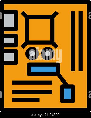 Motherboard Icon. Editable Bold Outline With Color Fill Design. Vector Illustration. Stock Vector