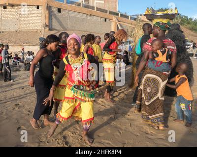 Dakar, Senegal - Feb, 2019: The Kumpo dance on the beach in Dakar. The ...