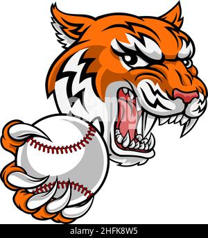Tiger Tennis Player Animal Sports Mascot Stock Vector