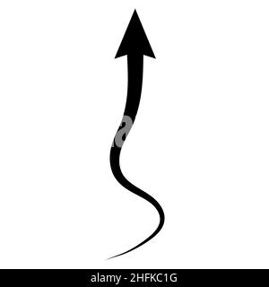 Up vertical curved directional arrow upward trend stock exchange, smooth arrow indicating increase in level asset value Stock Vector