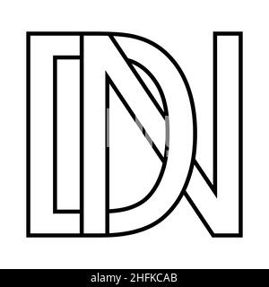 Logo sign dn nd icon sign, dn interlaced letters d n Stock Vector