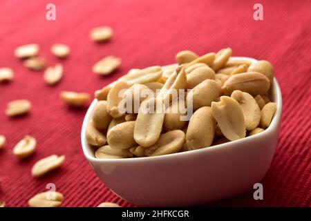 Closeup of Salted Peanuts in Bowl Stock Photo