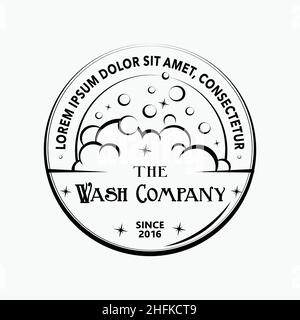 Wash logo. Vector and illustration. T-shirt design. Soap bubles design. Stock Vector