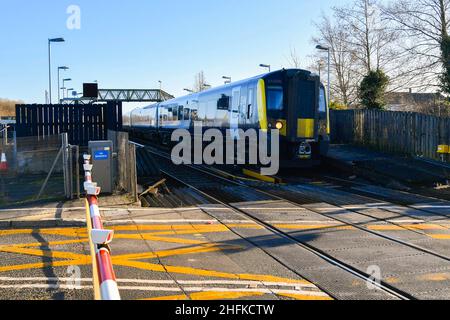 Wool, Dorset, UK. 17th January 2022. A South Western Railway train at ...