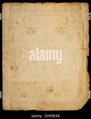 Old used paper sheet with ripped edges. Grungy book page texture Stock Photo