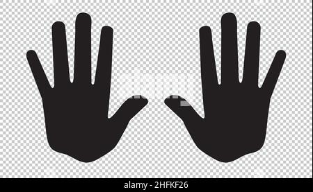 Palm, Hands icon vector, filled flat sign, solid pictogram isolated on checked transparent background. Vector illustration. Eps 10 vector file. Stock Vector