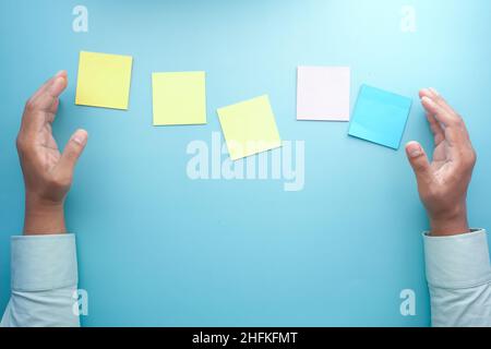 Set of colorful sticky notes on color background  Stock Photo