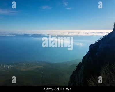 View of black sea from Ai-Petri mountain in Crimea Stock Photo