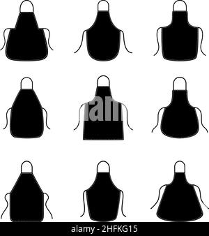 Set of silhouettes of aprons, vector illustration Stock Vector