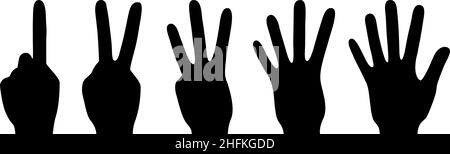 Silhouettes of counting hands, vector illustration Stock Vector