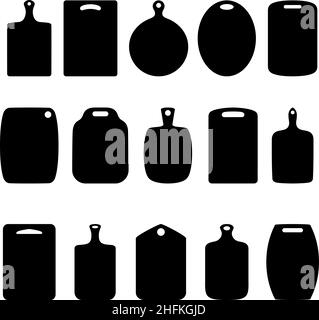 Set of silhouettes of cutting boards, vector illustration Stock Vector