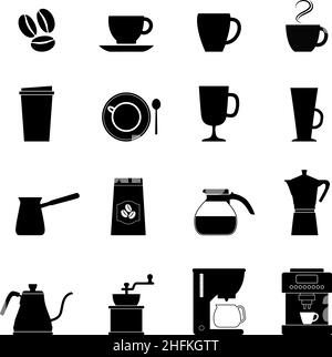 Set of coffee icons, vector illustration Stock Vector