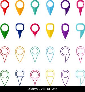 Set of colored map markers and pointers, vector illustration Stock Vector
