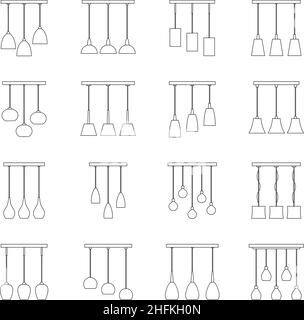 Set of contours of chandelier, vector illustration Stock Vector