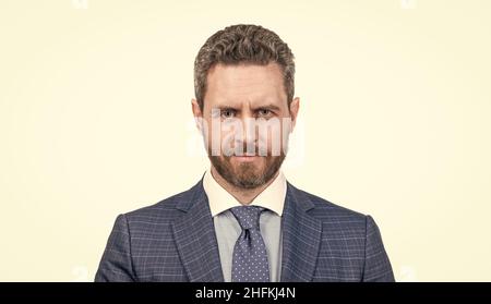 Middle-aged office worker wear navy suit with tie in formal business style, white collar Stock Photo