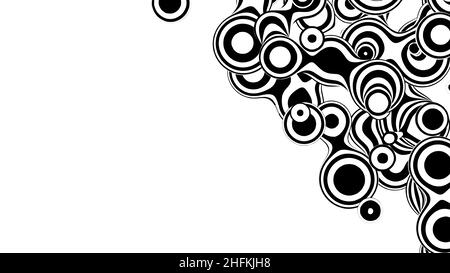 Liquid 3D monochrome metaball, with organic structure. Abstract vector black and white background. Fluid futurisctic shapes. Stock Vector