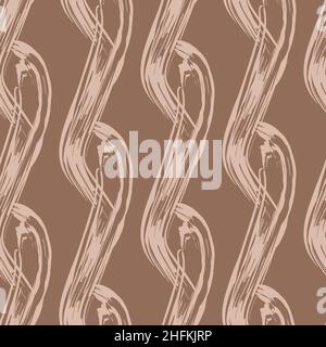 Vector painted wavy loop seamless pattern. Hand drawn earthy neutral brush strokebackground. Overlapping faux fibre vertical wavy lines backdrop Stock Vector