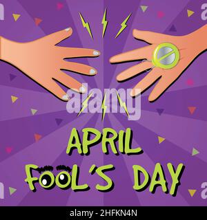 April fool's day prank poster vector illustration Stock Vector
