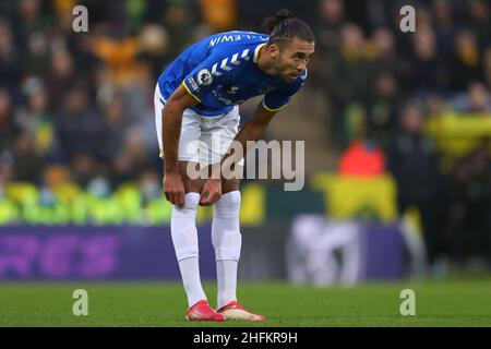 Dominic Calvert-Lewin of Everton - Norwich City v Everton, Premier League, Carrow Road, Norwich, UK - 15th January 2022  Editorial Use Only - DataCo restrictions apply Stock Photo