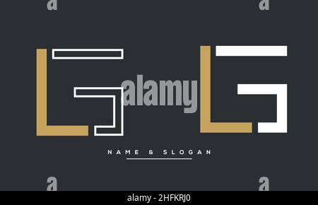 Modern abstract letter LG, GL luxury logo design. Minimal LG, GL initial based icon vector Stock Vector