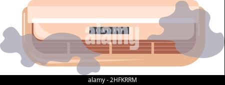 Broken air conditioner with smoke, malfunction Stock Vector