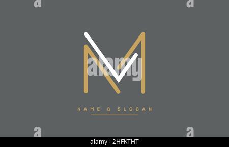 Modern abstract letter LM, ML logo design. Minimal LM, ML initial based icon vector Stock Vector