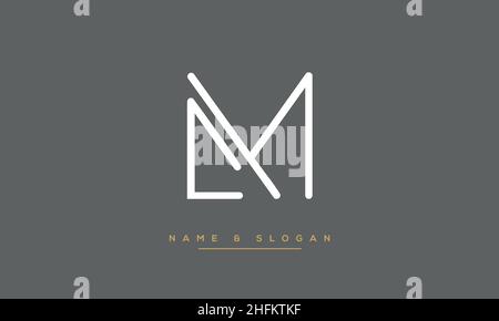 Modern abstract letter LM, ML logo design. Minimal LM, ML initial based icon vector Stock Vector