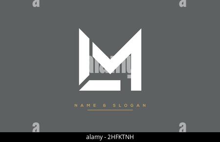 Modern abstract letter LM, ML logo design. Minimal LM, ML initial based icon vector Stock Vector