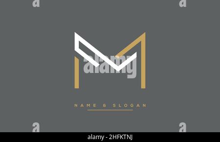 Modern abstract letter LM, ML logo design. Minimal LM, ML initial based icon vector Stock Vector