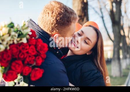 Couple with a Rose Kissing on Valentines Day Stock Photo - Image of love,  affection: 37027786