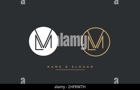 Modern abstract letter LM, ML logo design. Minimal LM, ML initial based icon vector Stock Vector