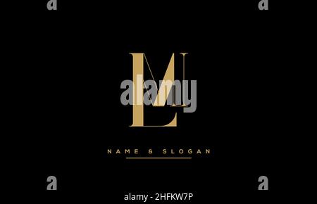 Modern abstract letter LM, ML logo design. Minimal LM, ML initial based icon vector Stock Vector